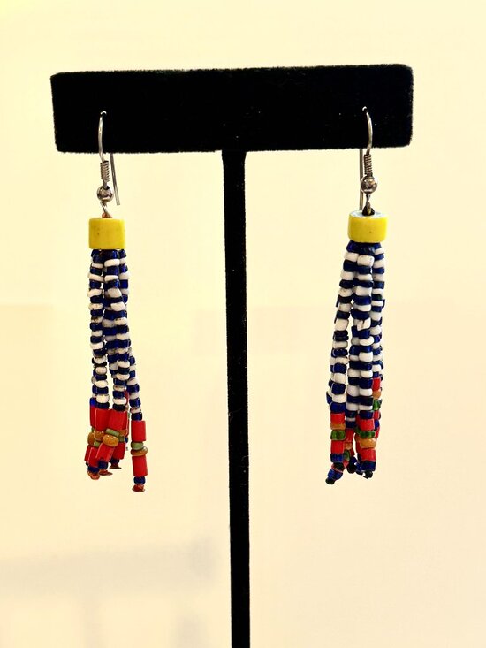 Jewelry - Handmade Seed Bead Tassel Fringe Earrings Multicolor Boho Western